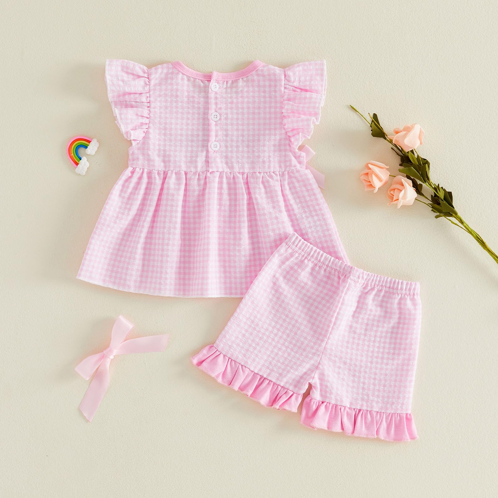 Seyurigaoka Baby Girl Summer Clothes Ruffle Collar Sleeveless Top Striped Shorts Sets Toddler Outfits 3 6 12 18 24 Months