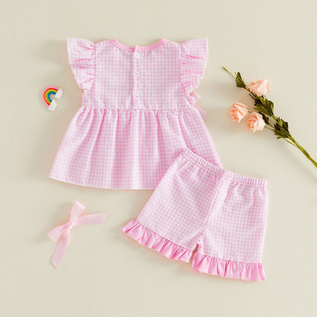 Seyurigaoka Baby Girl Summer Clothes Ruffle Collar Sleeveless Top Striped Shorts Sets Toddler Outfits 3 6 12 18 24 Months