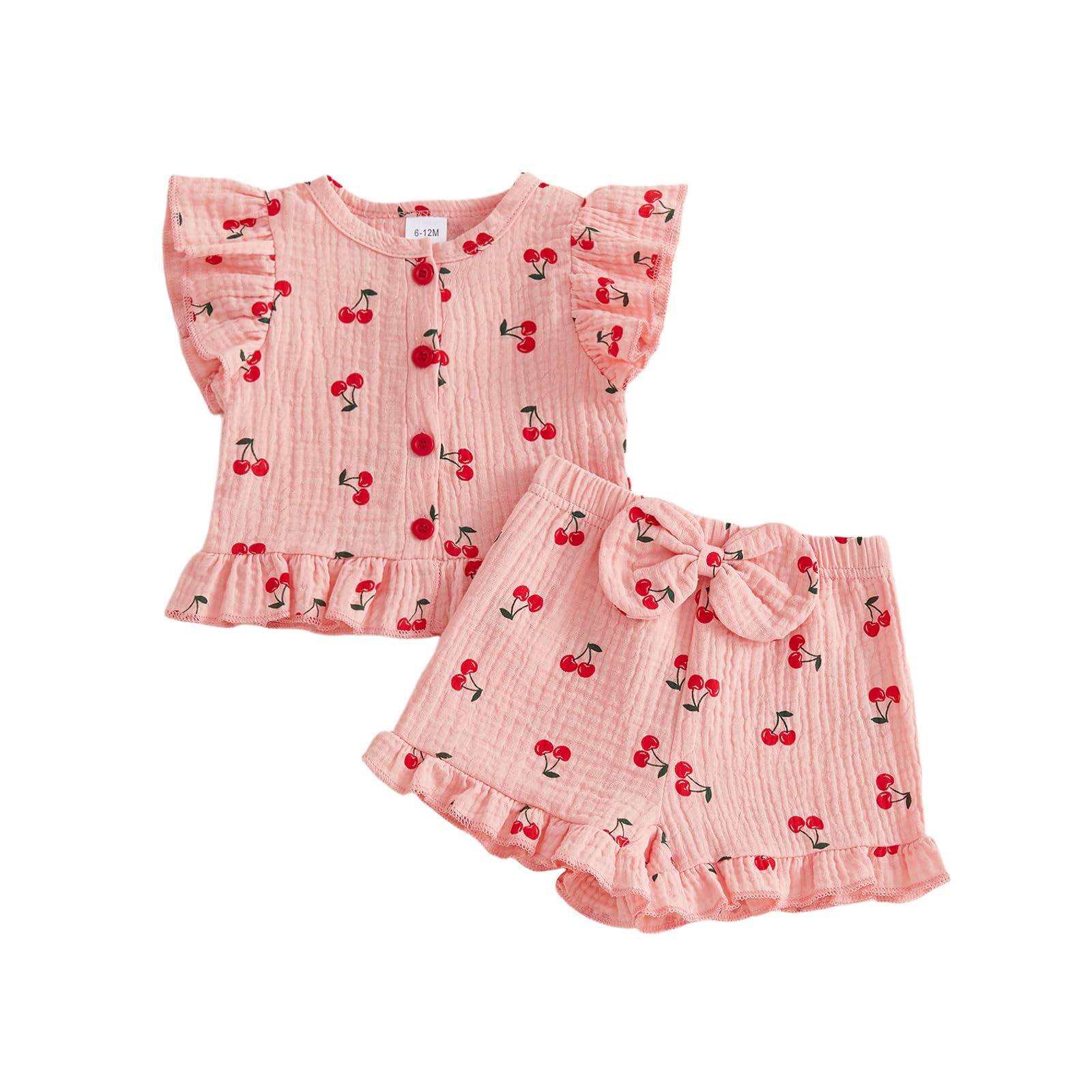 Seyurigaoka Baby Girl Summer Clothes Ruffle Collar Sleeveless Top Striped Shorts Sets Toddler Outfits 3 6 12 18 24 Months