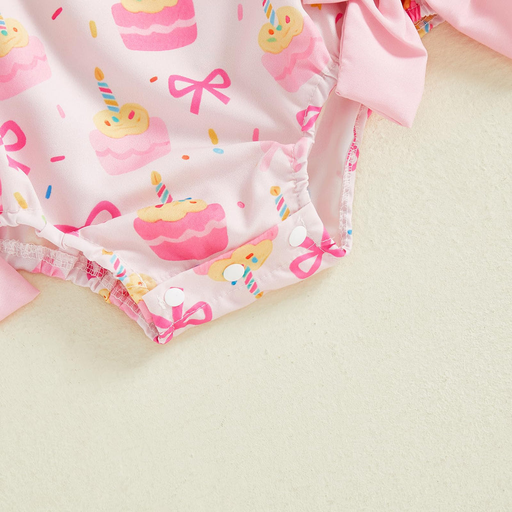 BemeyourBBs Baby Girl First Birthday Outfit 1st Birthday Cake Smocked Romper Jumpsuit One Year Clothes
