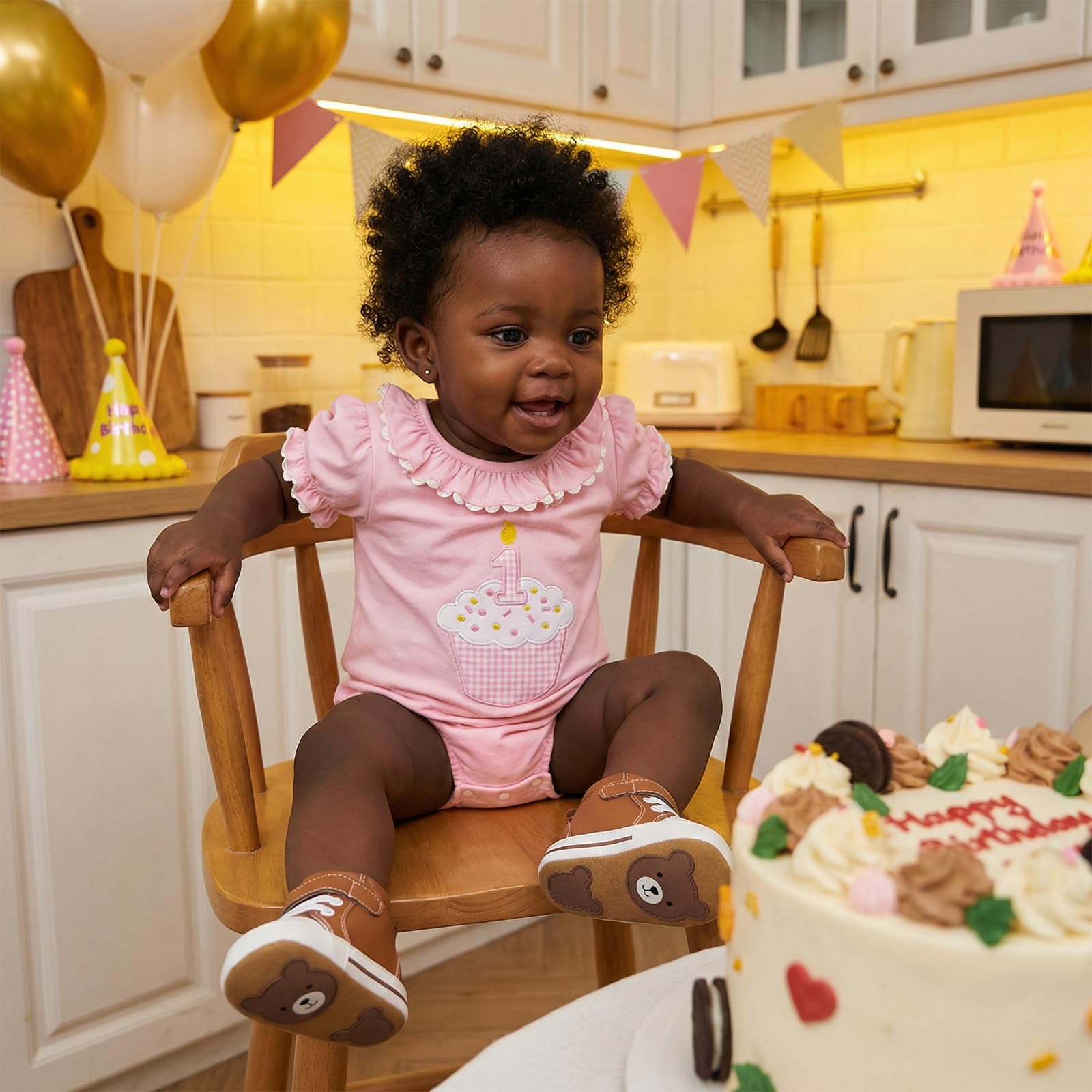 Baby Girl First Birthday Outfit Puff Short Sleeve Romper Bodysuit 1 Cake Embroidery Cake Smash Jumpsuit Clothes