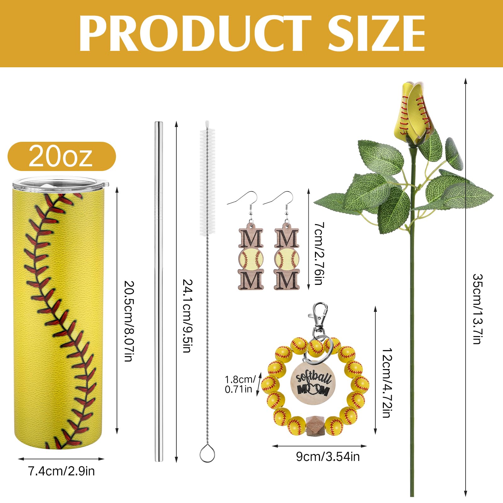 Sieral 6 Pcs Baseball Mom Gift Set Tote Bag Tumbler Hat Keychain, Mother's Day, Game & Birthday Day Gifts for Sports Mom
