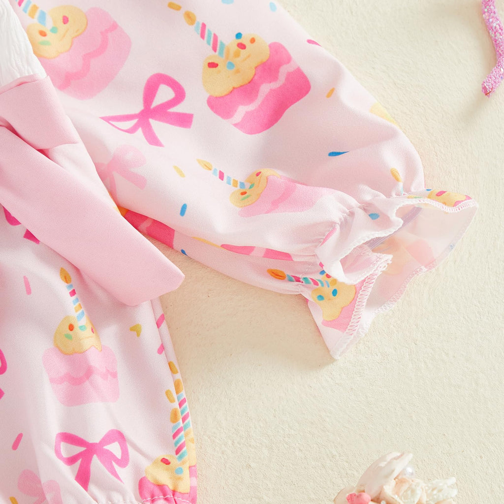 BemeyourBBs Baby Girl First Birthday Outfit 1st Birthday Cake Smocked Romper Jumpsuit One Year Clothes