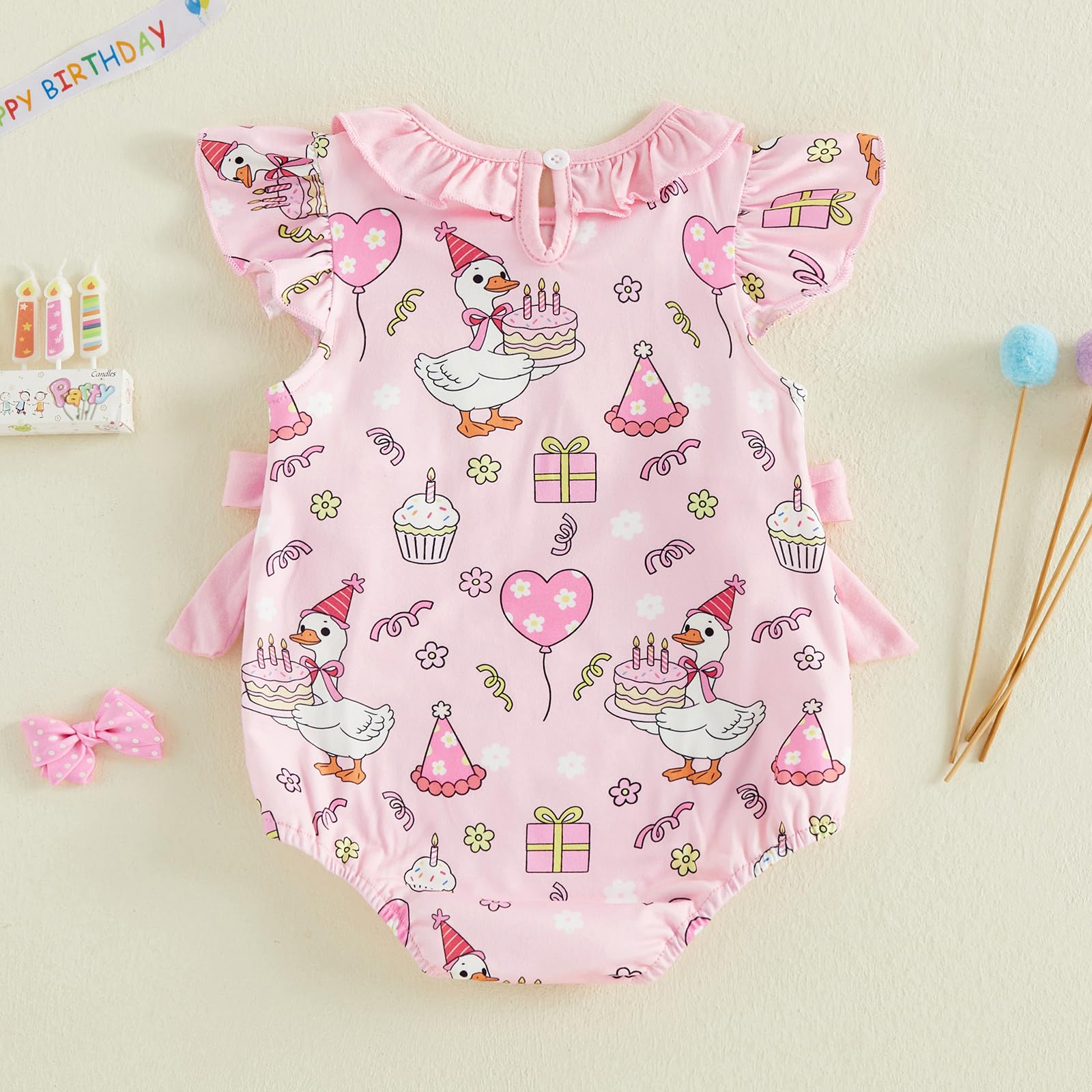 BemeyourBBs Baby Girl First Birthday Outfit 1st Birthday Cake Smocked Romper Jumpsuit One Year Clothes
