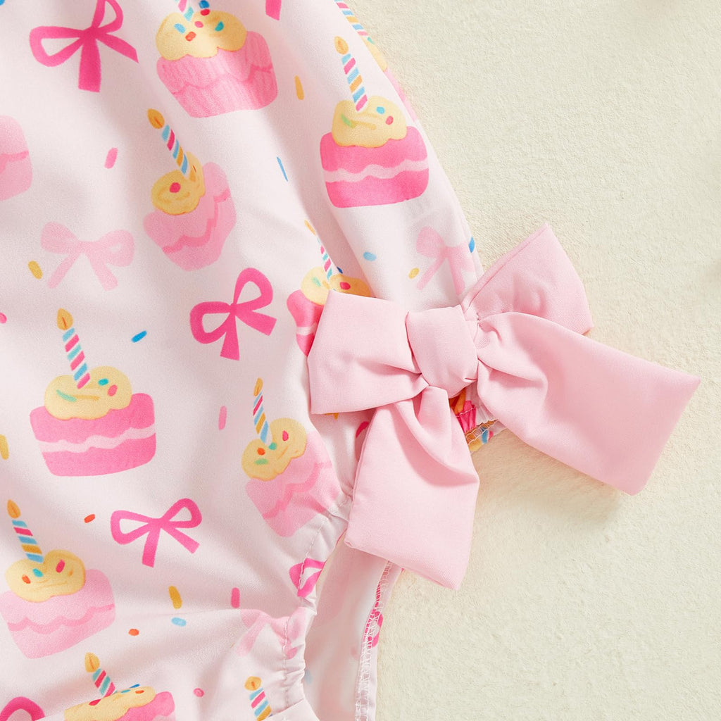 BemeyourBBs Baby Girl First Birthday Outfit 1st Birthday Cake Smocked Romper Jumpsuit One Year Clothes