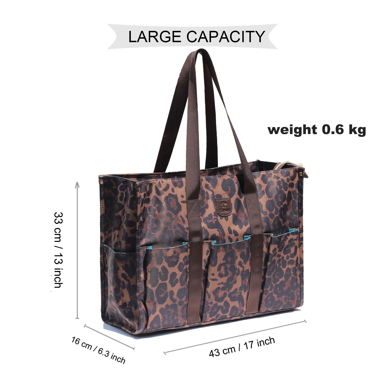 ESVAN Utility Tote Bag with Zip Top Waterproof Teacher Tote Bag for Teacher Work Women Beach
