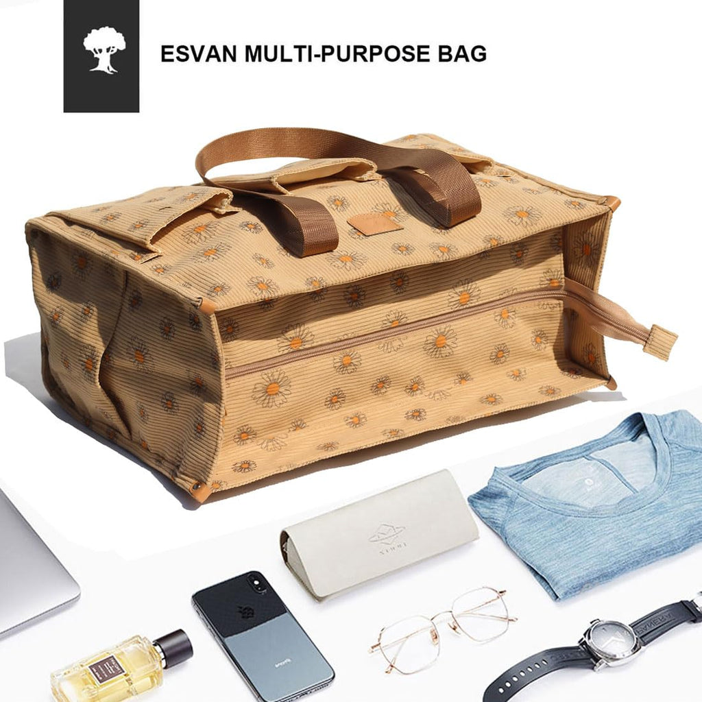 ESVAN Utility Tote Bag with Zip Top Waterproof Teacher Tote Bag for Teacher Work Women Beach