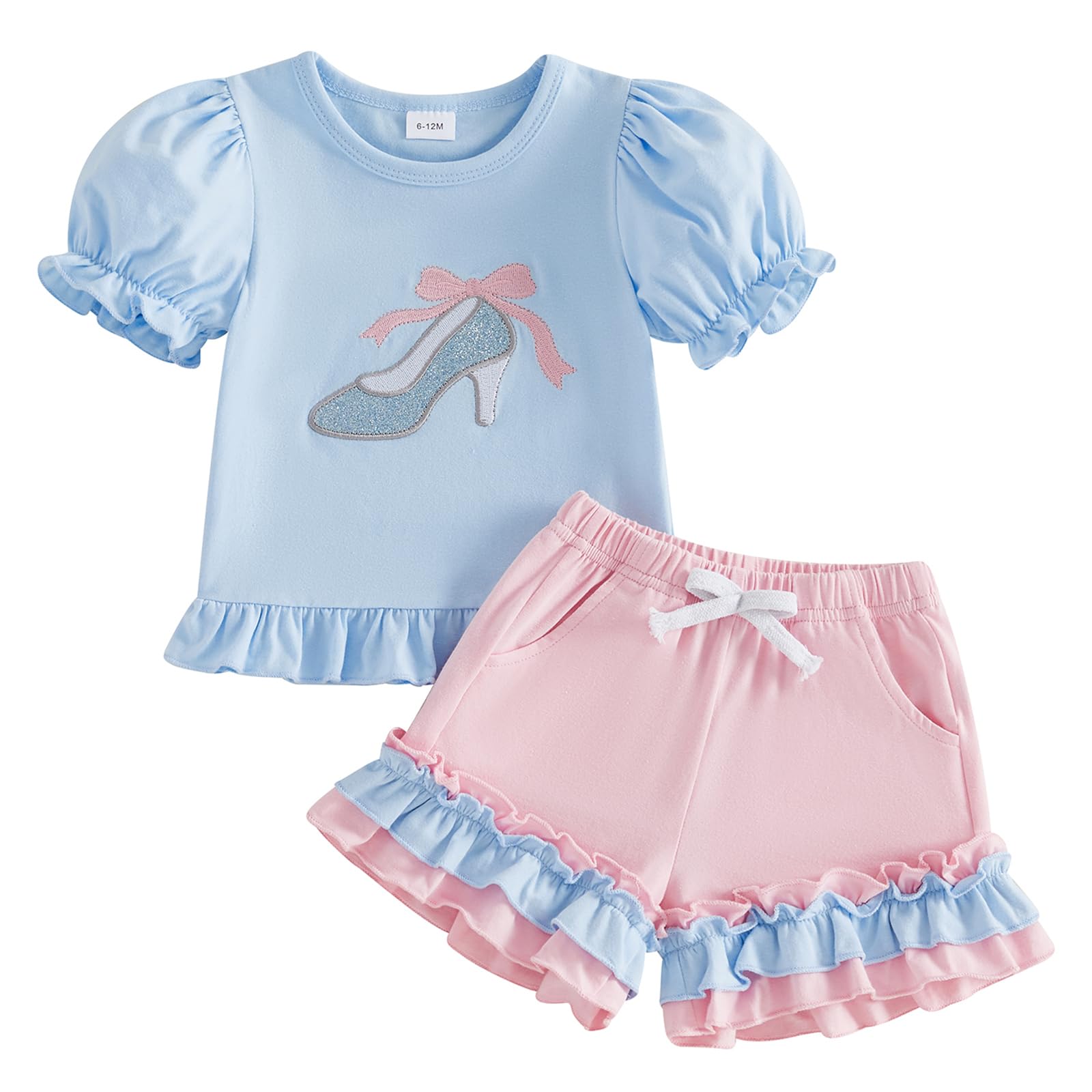 Toddler Baby Girl Summer Clothes Bow Castle T-Shirt Top Plaid Gingham Ruffle Shorts Set Infant Cake Smash Outfit