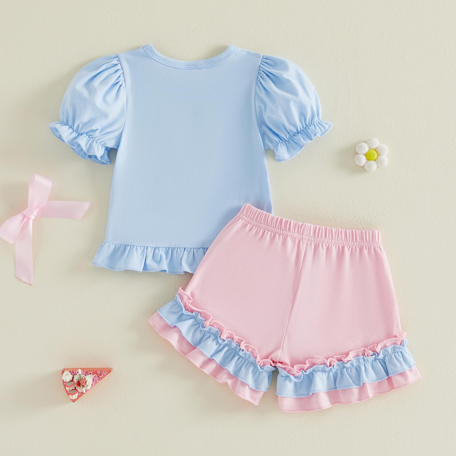 Toddler Baby Girl Summer Clothes Bow Castle T-Shirt Top Plaid Gingham Ruffle Shorts Set Infant Cake Smash Outfit