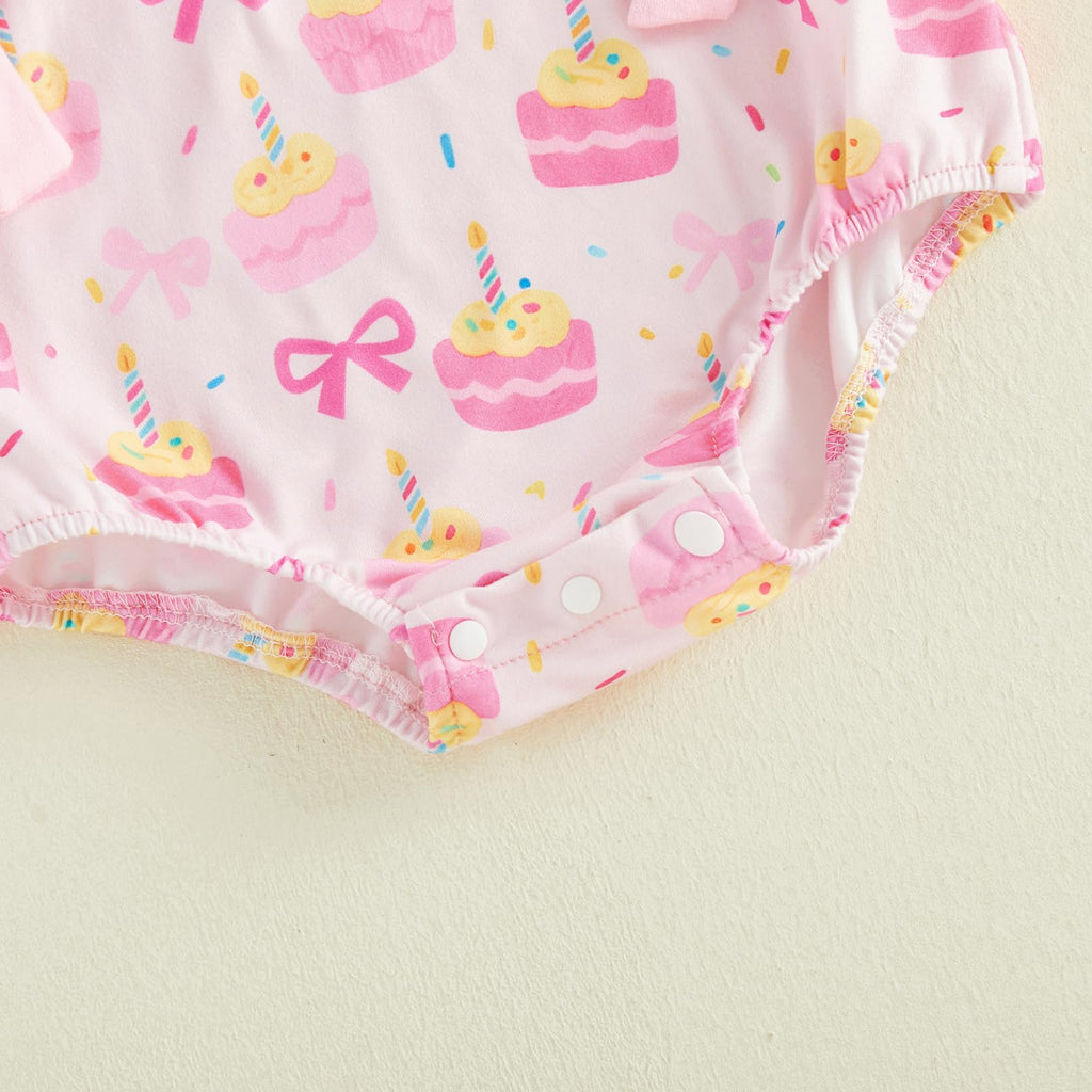 BemeyourBBs Baby Girl First Birthday Outfit 1st Birthday Cake Smocked Romper Jumpsuit One Year Clothes
