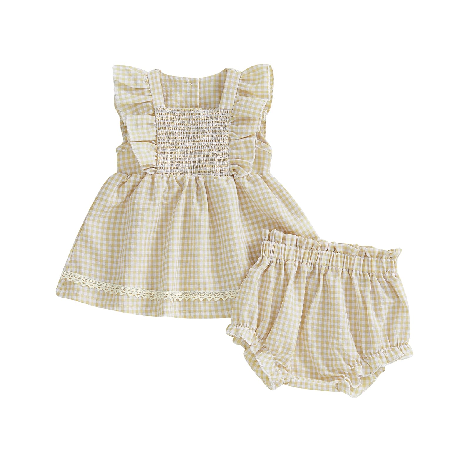 Seyurigaoka Baby Girl Summer Clothes Ruffle Collar Sleeveless Top Striped Shorts Sets Toddler Outfits 3 6 12 18 24 Months