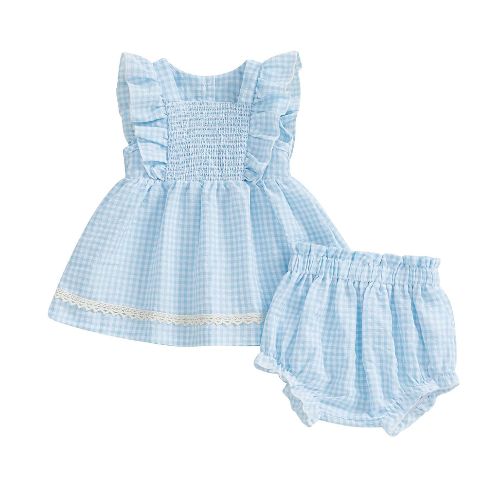Seyurigaoka Baby Girl Summer Clothes Ruffle Collar Sleeveless Top Striped Shorts Sets Toddler Outfits 3 6 12 18 24 Months