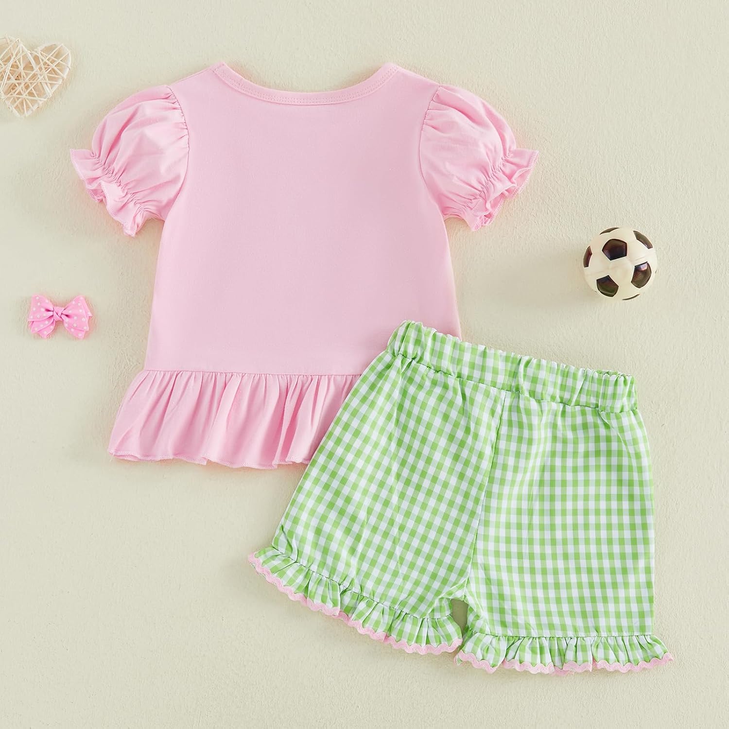 Toddler Baby Girl Golf Outfit Embroidered Ruffle Short Sleeve T Shirt Top Plaid Shorts 2 Piece Set Summer Clothes