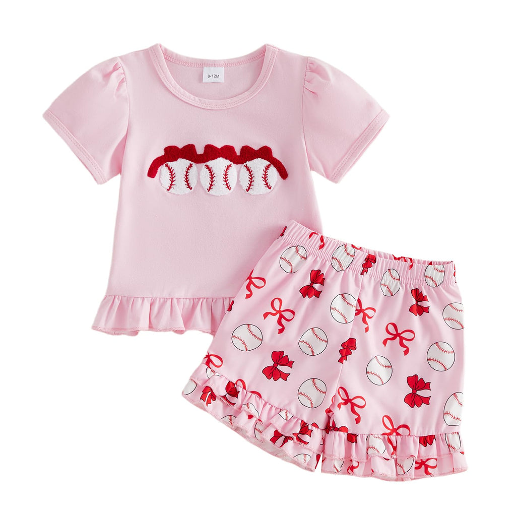 fhutpw Toddler Baby Girls Summer Clothes Smocked Short Sleeve T-Shirt Tops Ruffled Plaid Short Sets Cute Outfits 2Pcs