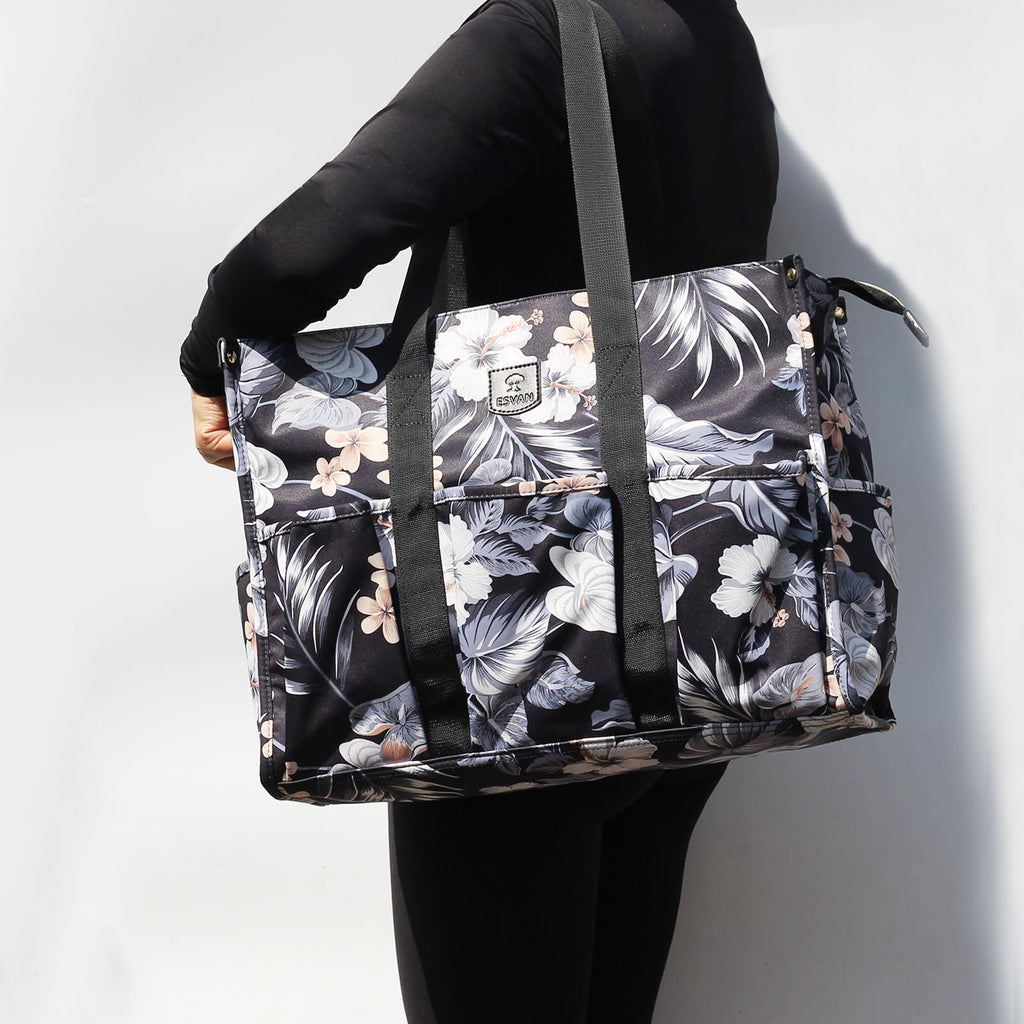 ESVAN Utility Tote Bag with Zip Top Waterproof Teacher Tote Bag for Teacher Work Women Beach