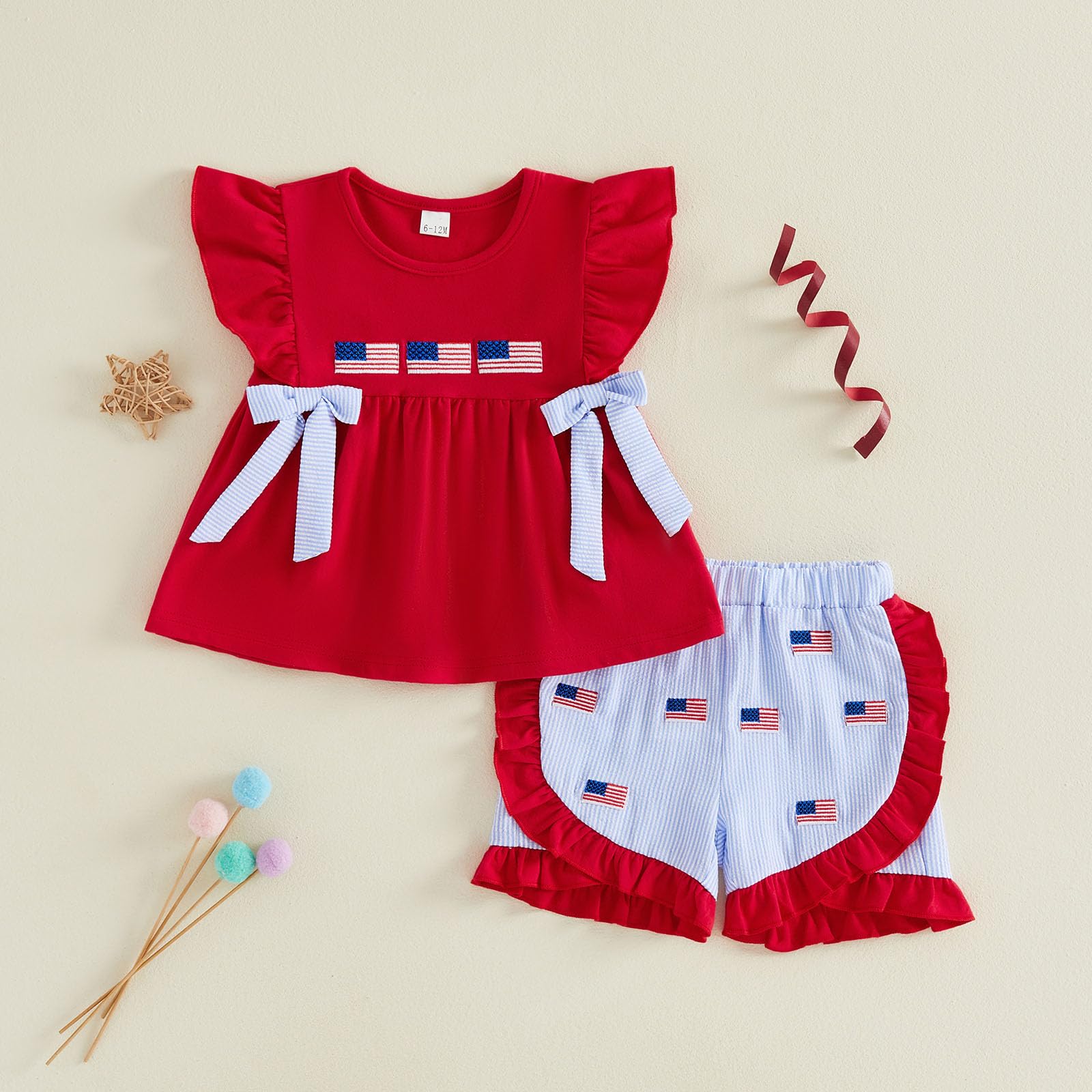Seyurigaoka Baby Girl Summer Clothes Ruffle Collar Sleeveless Top Striped Shorts Sets Toddler Outfits 3 6 12 18 24 Months