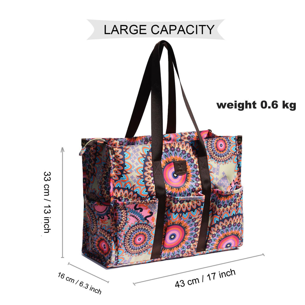 ESVAN Utility Tote Bag with Zip Top Waterproof Teacher Tote Bag for Teacher Work Women Beach