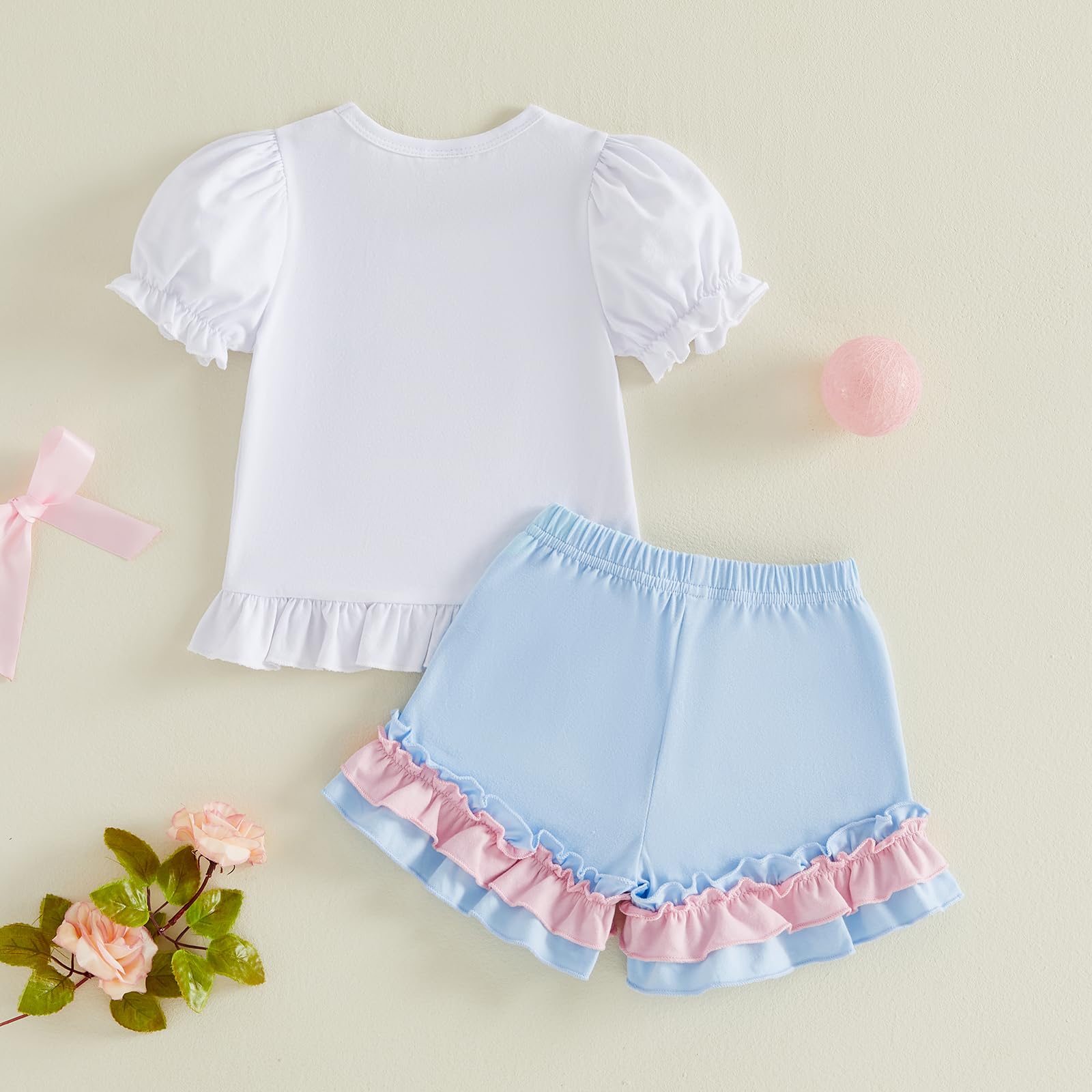 Toddler Baby Girl Summer Clothes Bow Castle T-Shirt Top Plaid Gingham Ruffle Shorts Set Infant Cake Smash Outfit