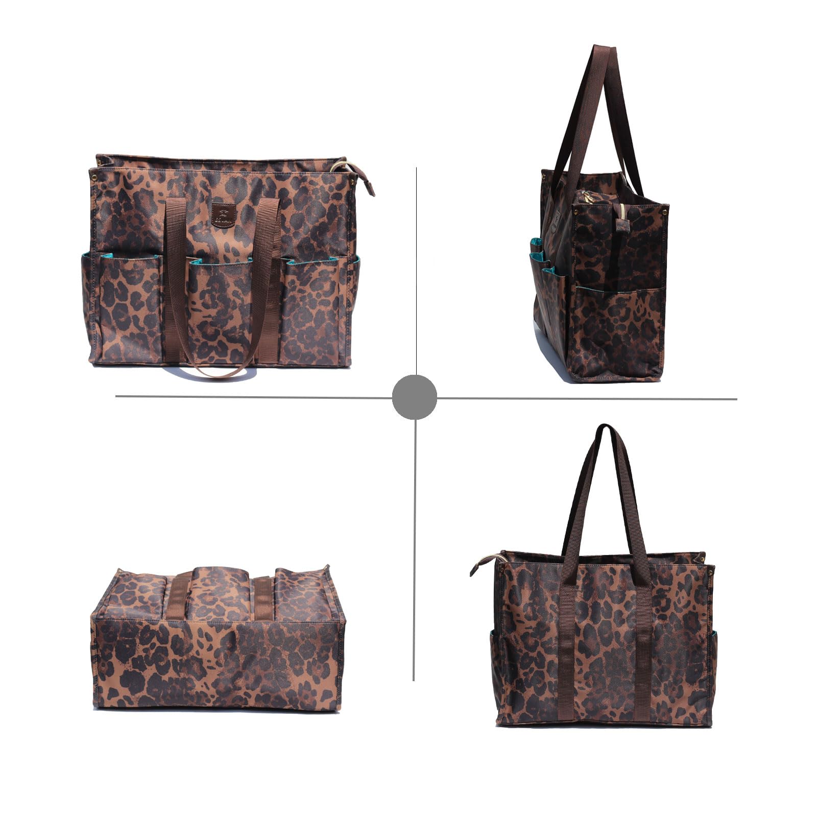 ESVAN Utility Tote Bag with Zip Top Waterproof Teacher Tote Bag for Teacher Work Women Beach