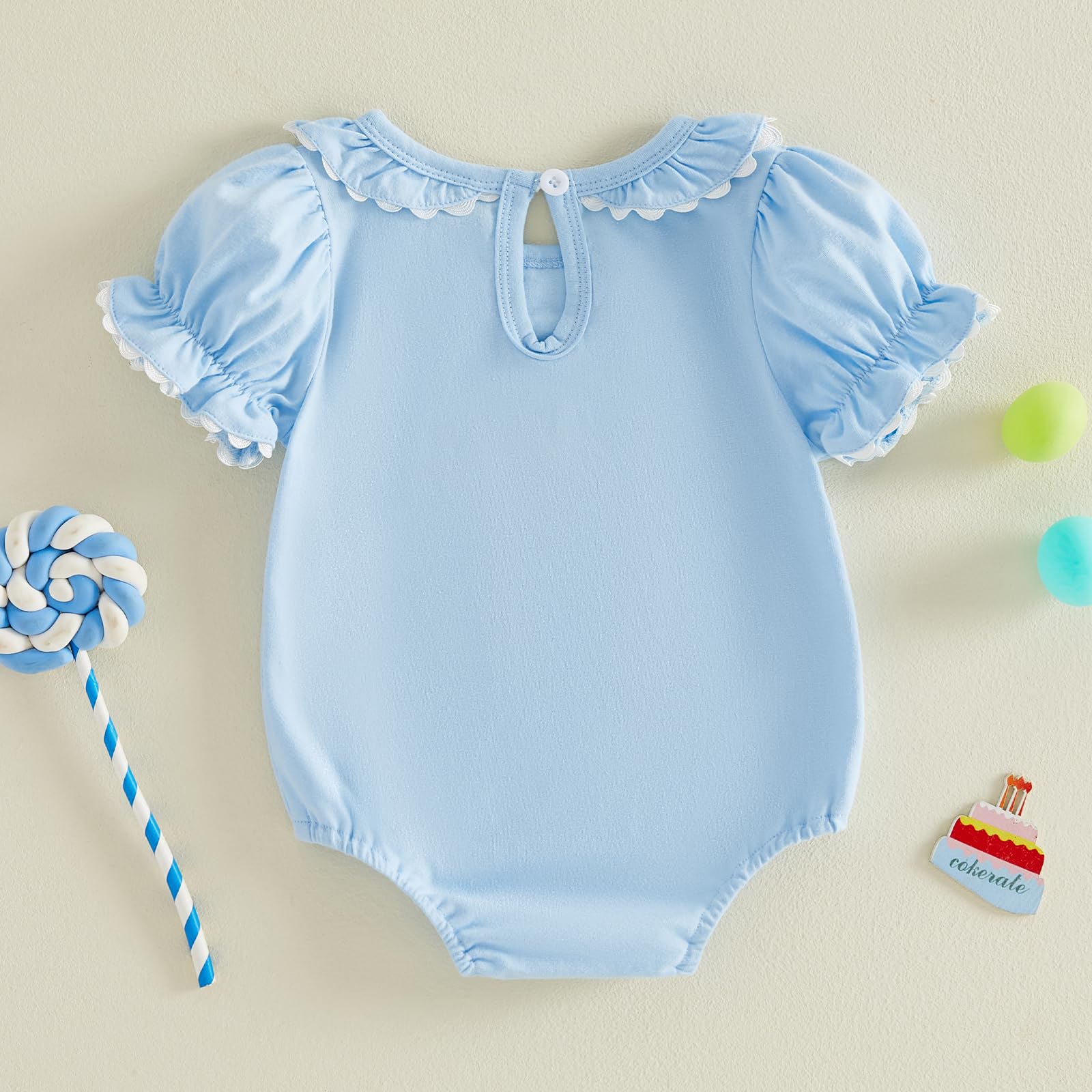 Baby Girl First Birthday Outfit Puff Short Sleeve Romper Bodysuit 1 Cake Embroidery Cake Smash Jumpsuit Clothes