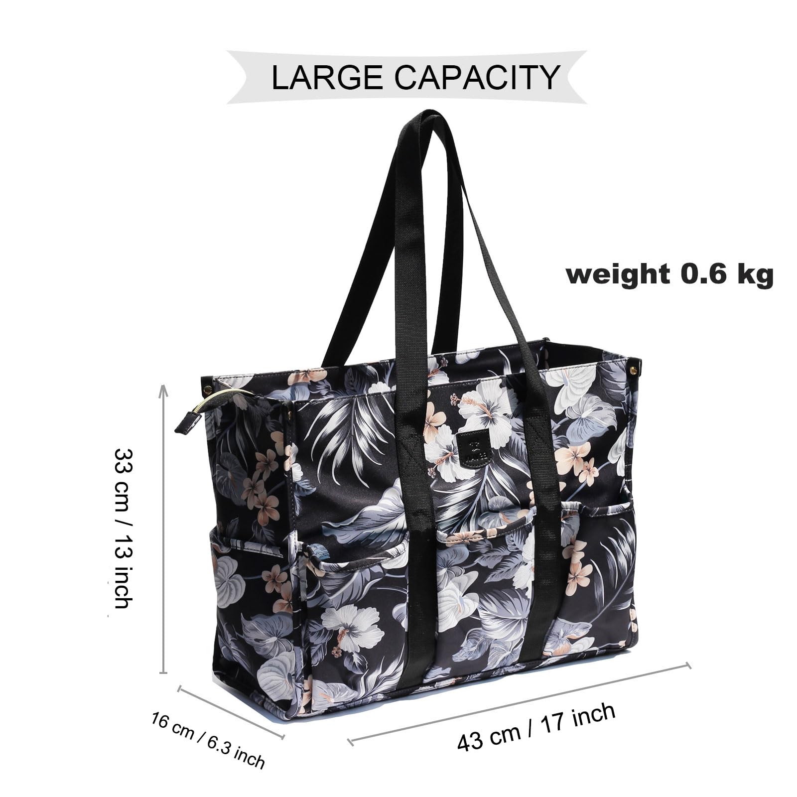 ESVAN Utility Tote Bag with Zip Top Waterproof Teacher Tote Bag for Teacher Work Women Beach