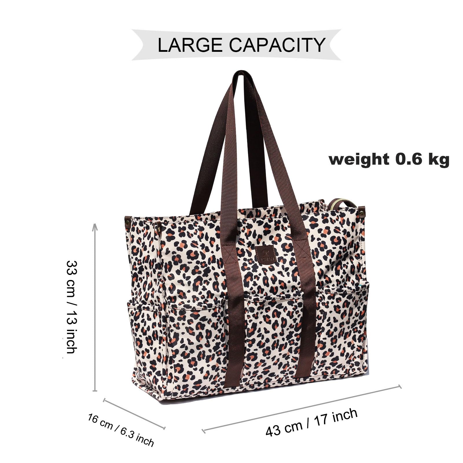 ESVAN Utility Tote Bag with Zip Top Waterproof Teacher Tote Bag for Teacher Work Women Beach