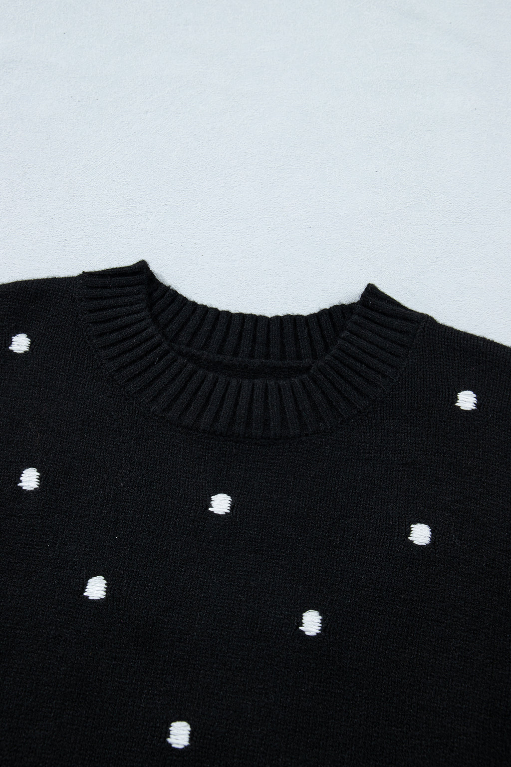 Chestnut Elegant Polka Dot Bubble Short Sleeve Sweater