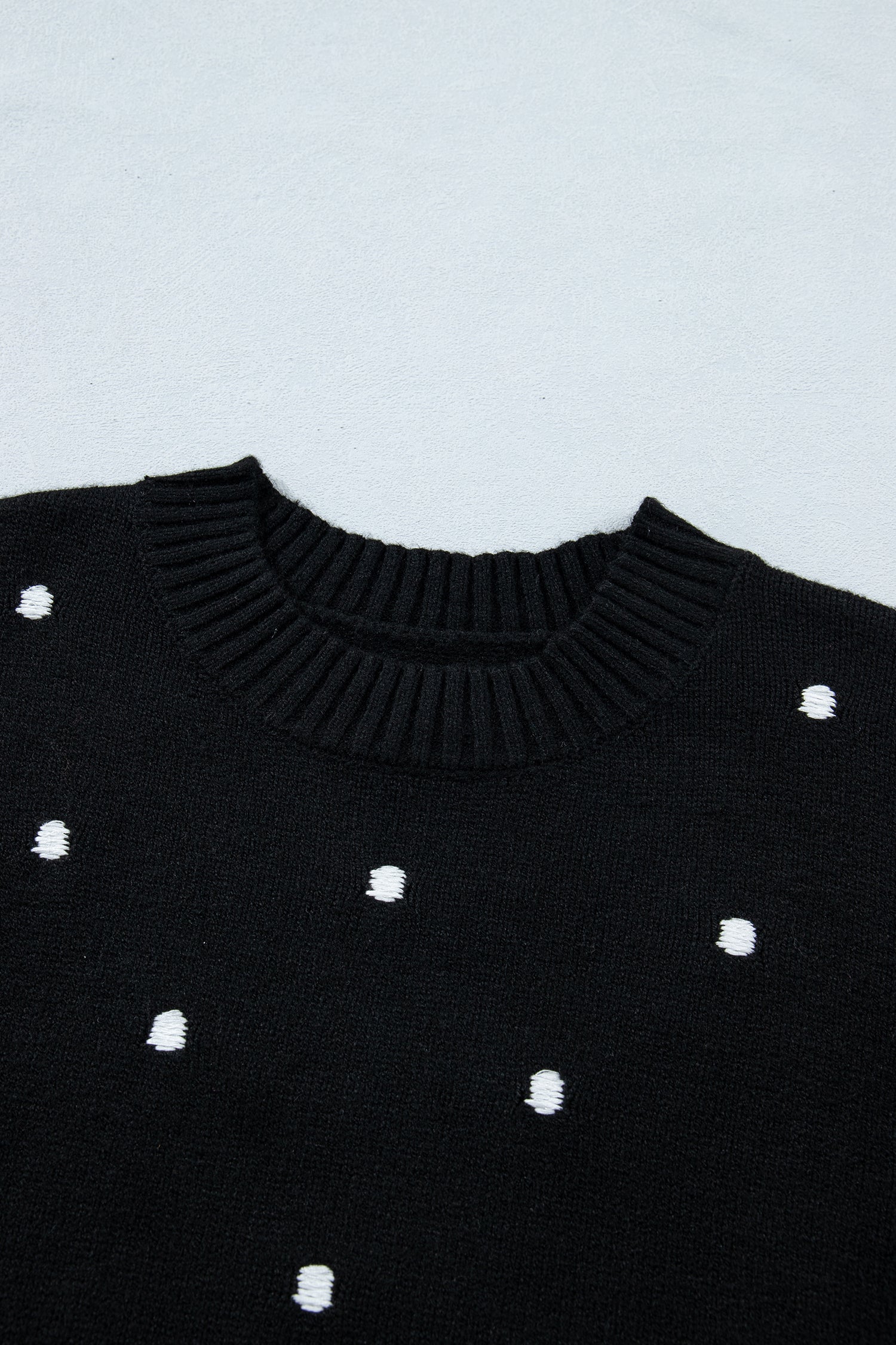 Chestnut Elegant Polka Dot Bubble Short Sleeve Sweater