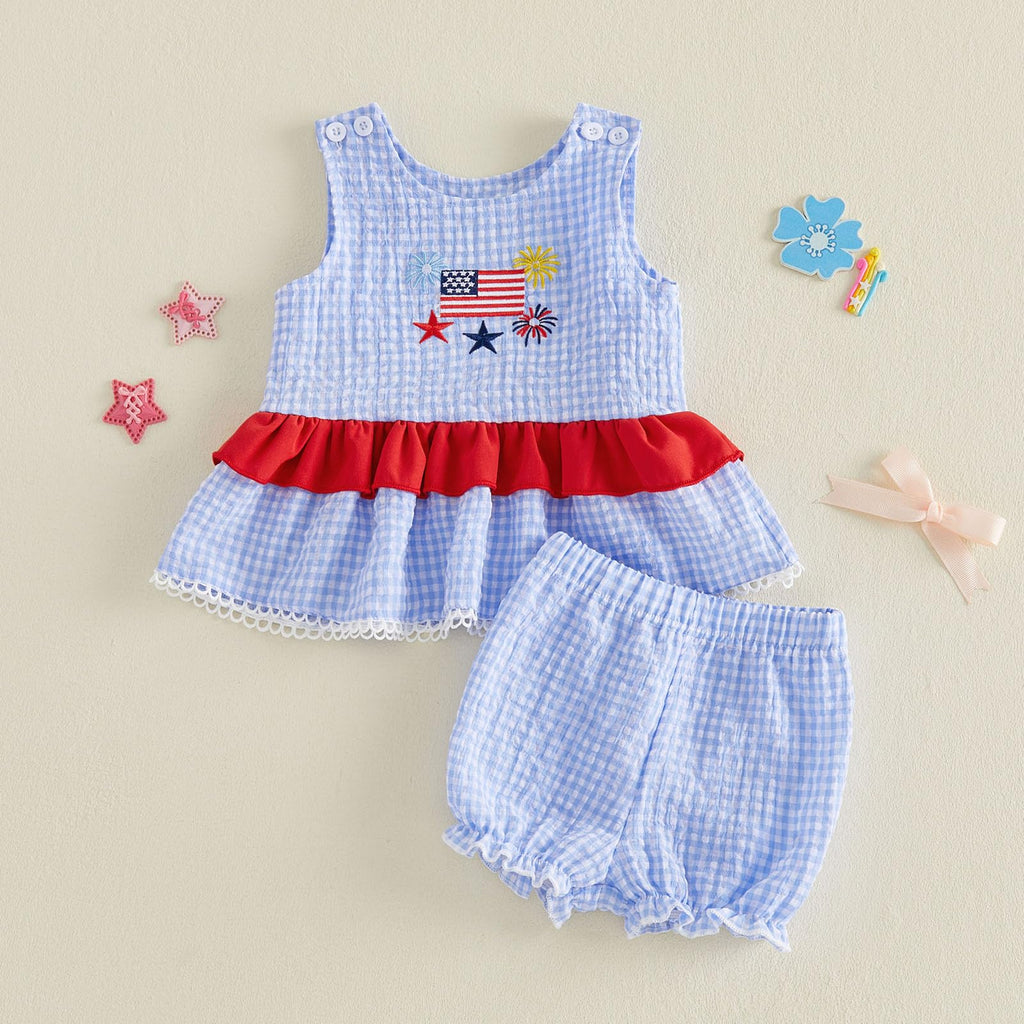 Seyurigaoka Baby Girl Summer Clothes Ruffle Collar Sleeveless Top Striped Shorts Sets Toddler Outfits 3 6 12 18 24 Months