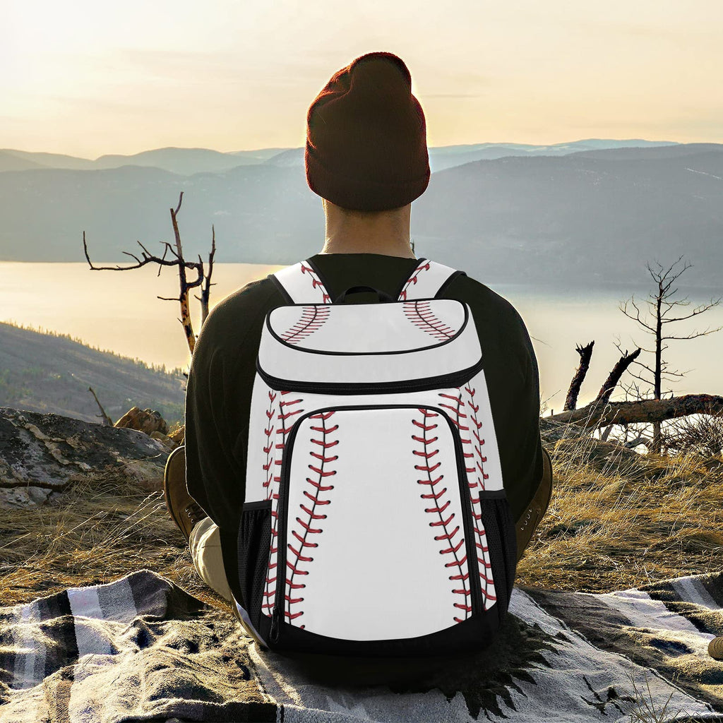 Sport Stripe Baseball Cooler Backpack Leakproof Large Capacity Insulated Backpack Cooler Bag Lunch Bag for Work/Hiking/Camping/Beach/Fishing