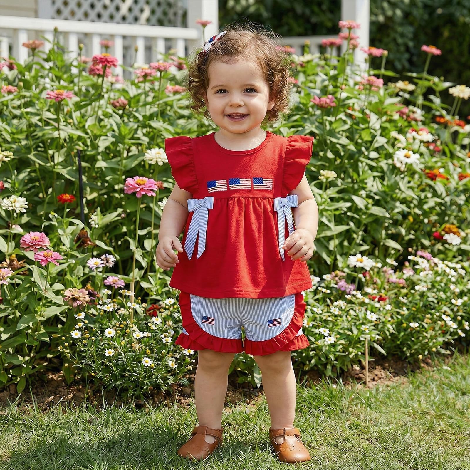Seyurigaoka Baby Girl Summer Clothes Ruffle Collar Sleeveless Top Striped Shorts Sets Toddler Outfits 3 6 12 18 24 Months
