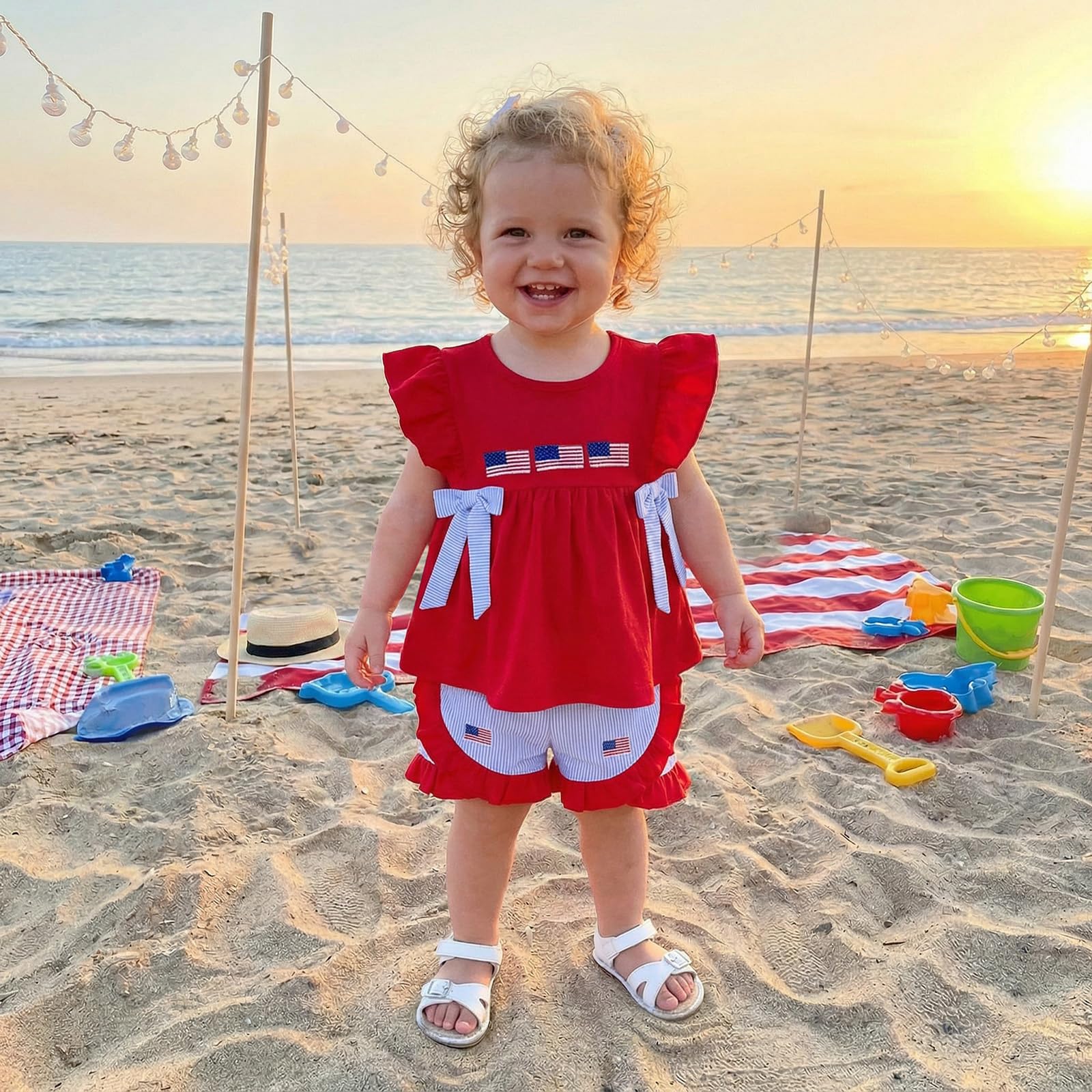 Seyurigaoka Baby Girl Summer Clothes Ruffle Collar Sleeveless Top Striped Shorts Sets Toddler Outfits 3 6 12 18 24 Months