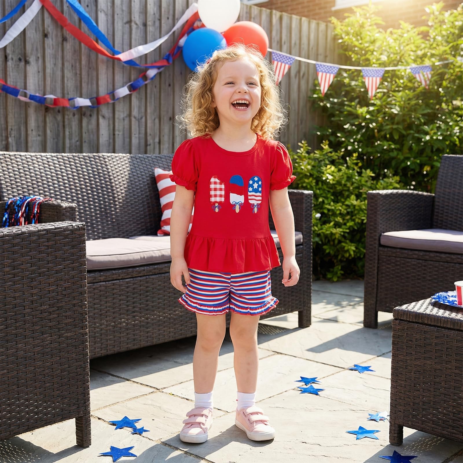 Toddler Baby Girl Summer Outfit Princess Car Embroidered Ruffled Puff Sleeve Tops Shorts Set 2Pcs Infant Clothes