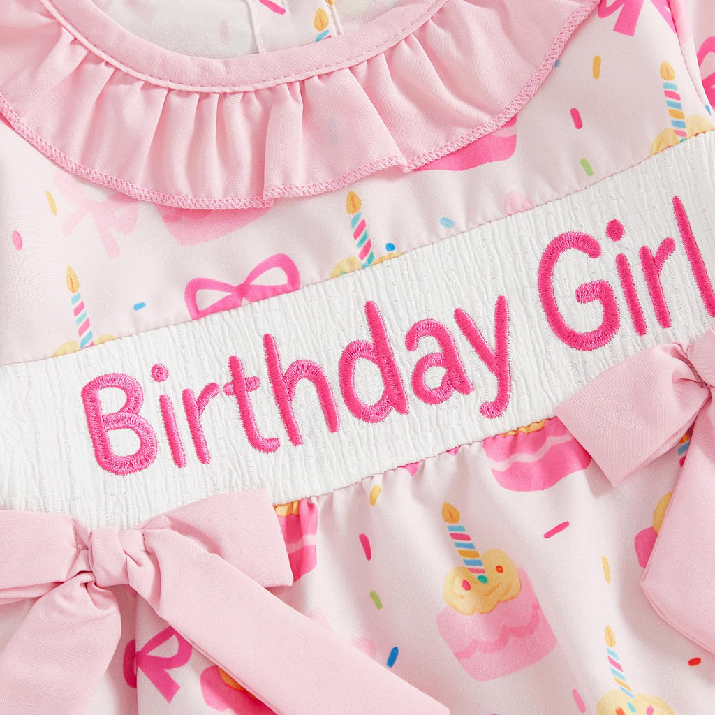 BemeyourBBs Baby Girl First Birthday Outfit 1st Birthday Cake Smocked Romper Jumpsuit One Year Clothes