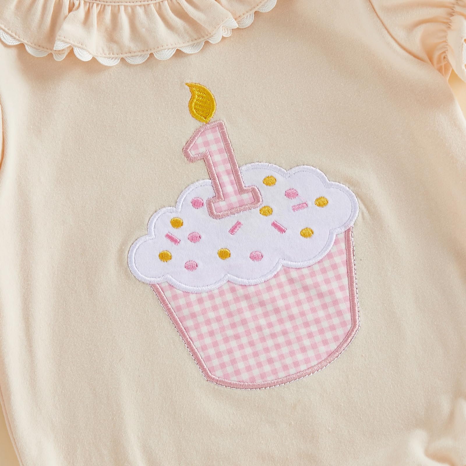 Baby Girl First Birthday Outfit Puff Short Sleeve Romper Bodysuit 1 Cake Embroidery Cake Smash Jumpsuit Clothes