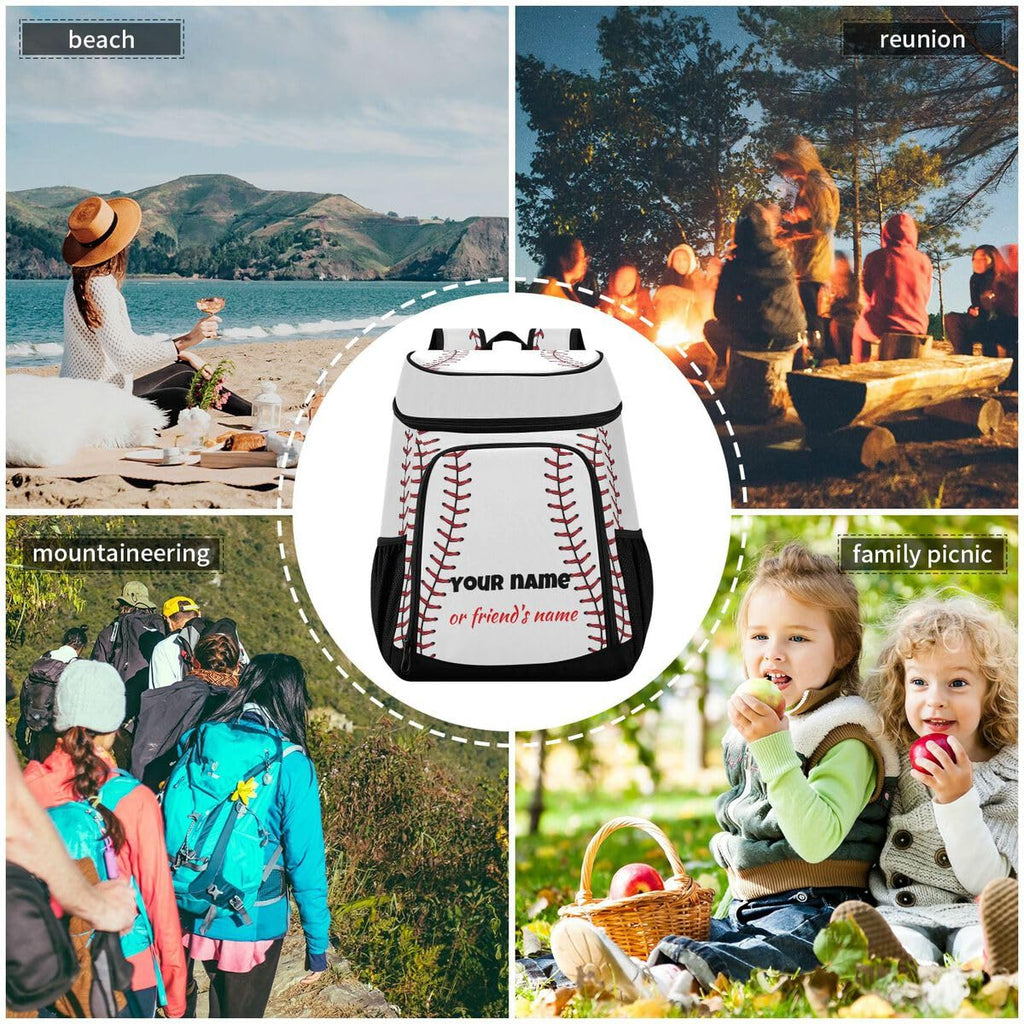 Sport Stripe Baseball Cooler Backpack Leakproof Large Capacity Insulated Backpack Cooler Bag Lunch Bag for Work/Hiking/Camping/Beach/Fishing