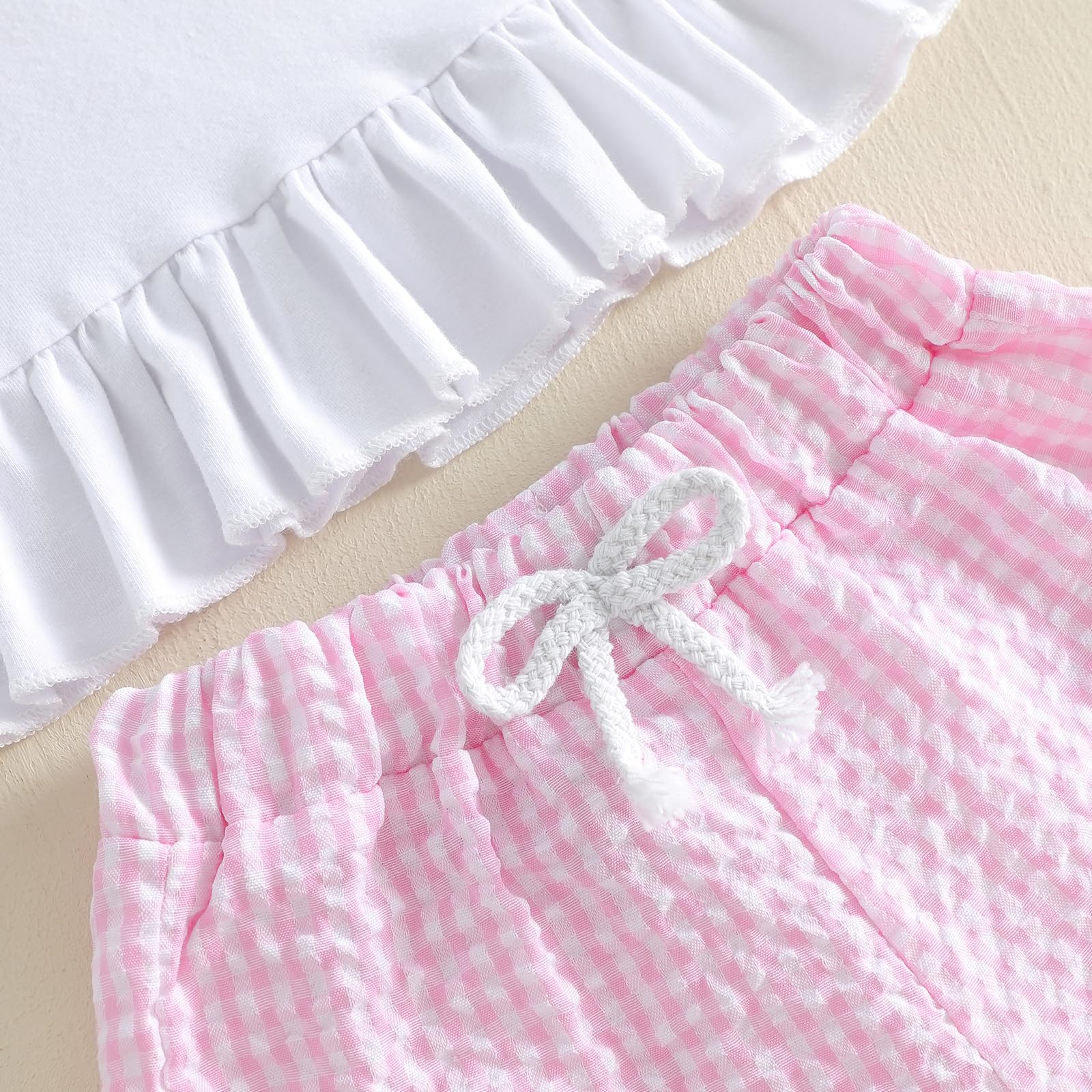 Bagilaanoe Toddler Baby Girl Puff Short Sleeve T-Shirt+ Plaid Shorts Castle/Lineworker Embroidery Clothes 2PCS Outfit Set