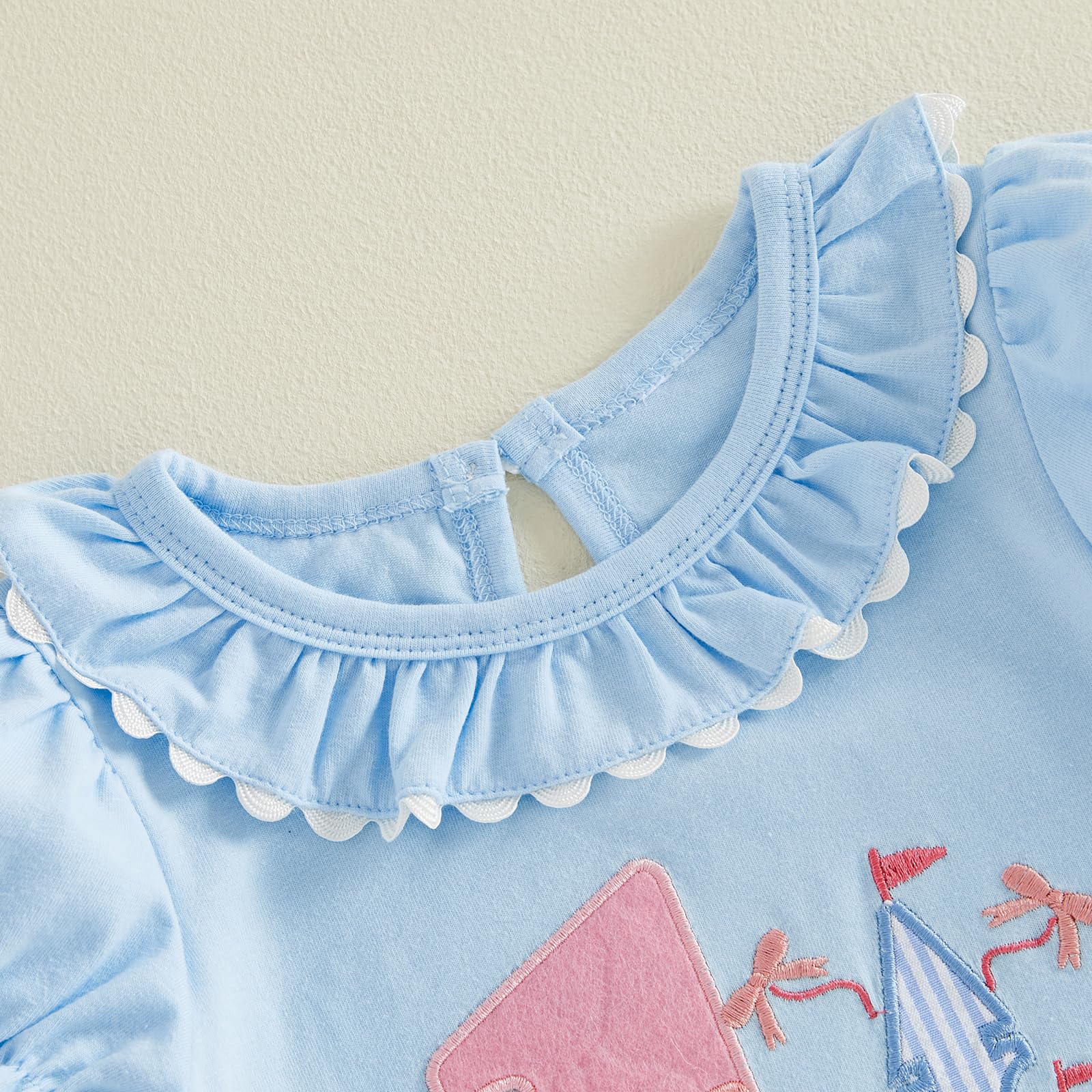 Baby Girl First Birthday Outfit Puff Short Sleeve Romper Bodysuit 1 Cake Embroidery Cake Smash Jumpsuit Clothes