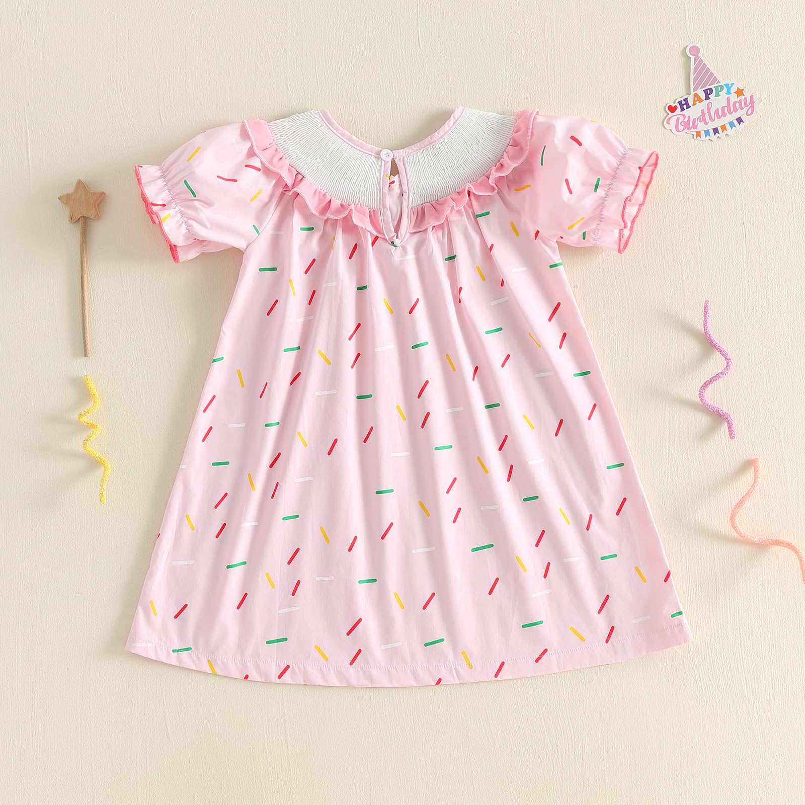 Birthday Girl Outfit Toddler Smocked Birthday Dress B Day Dresses for Girls 2nd 3rd 4yr 5yr Birthday Gift