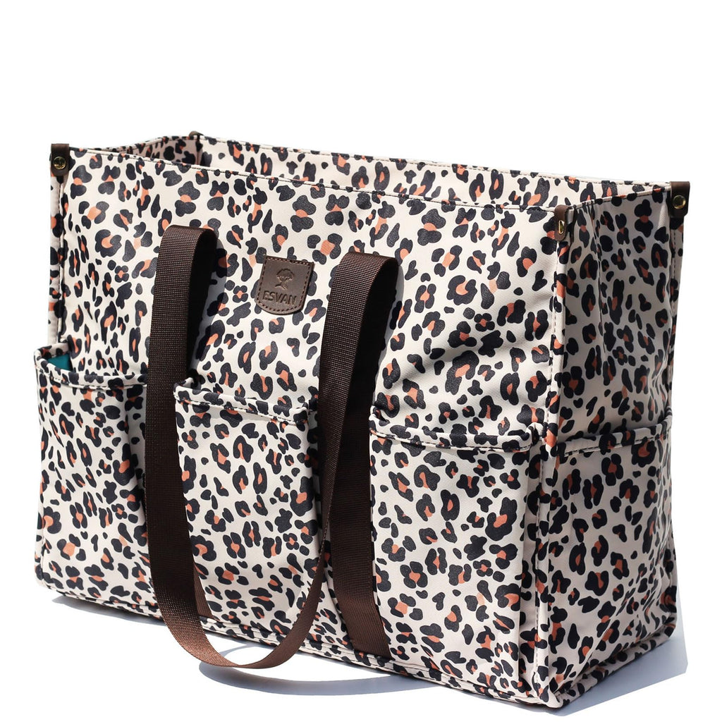 ESVAN Utility Tote Bag with Zip Top Waterproof Teacher Tote Bag for Teacher Work Women Beach