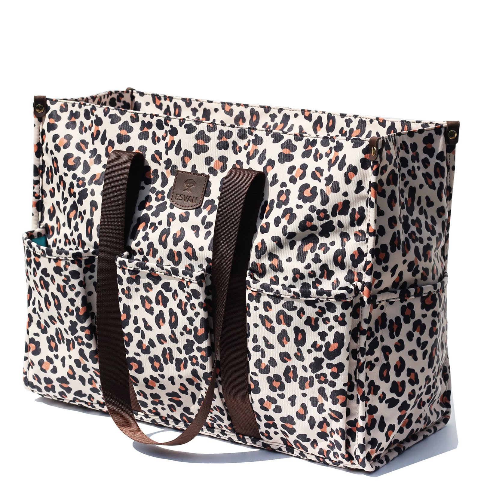 ESVAN Utility Tote Bag with Zip Top Waterproof Teacher Tote Bag for Teacher Work Women Beach