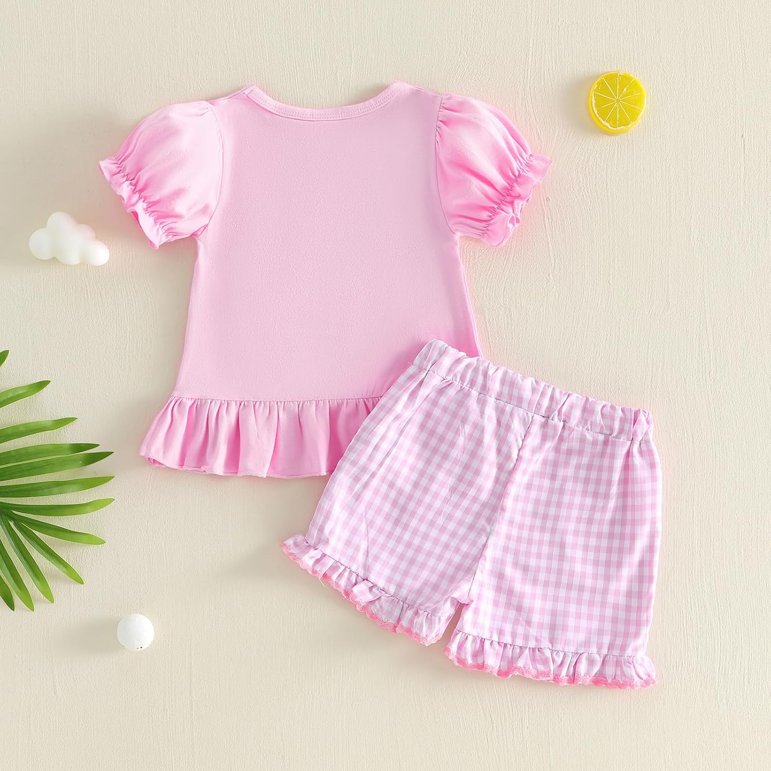 Toddler Baby Girl Golf Outfit Embroidered Ruffle Short Sleeve T Shirt Top Plaid Shorts 2 Piece Set Summer Clothes