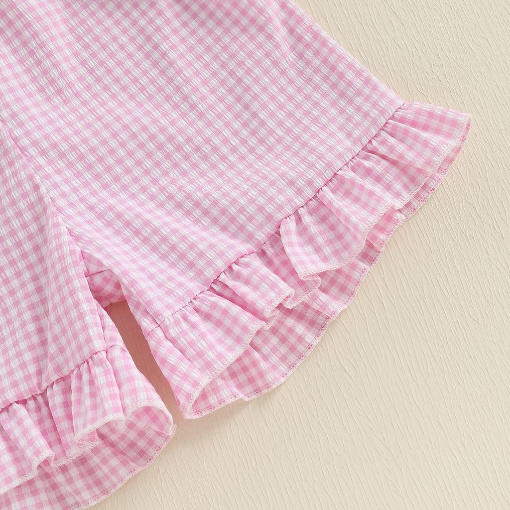 Toddler Baby Girl 2PCS Turtle Embroidered Short Sleeve Tops Elastic Waist Shorts Outfits Set