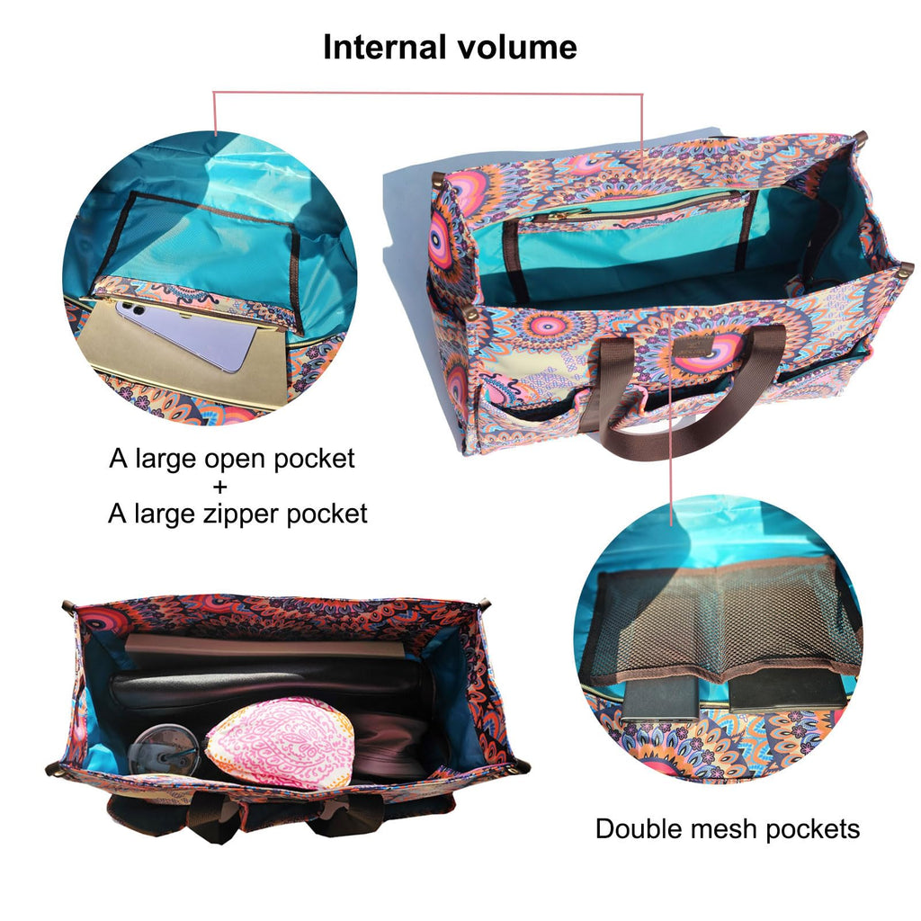 ESVAN Utility Tote Bag with Zip Top Waterproof Teacher Tote Bag for Teacher Work Women Beach