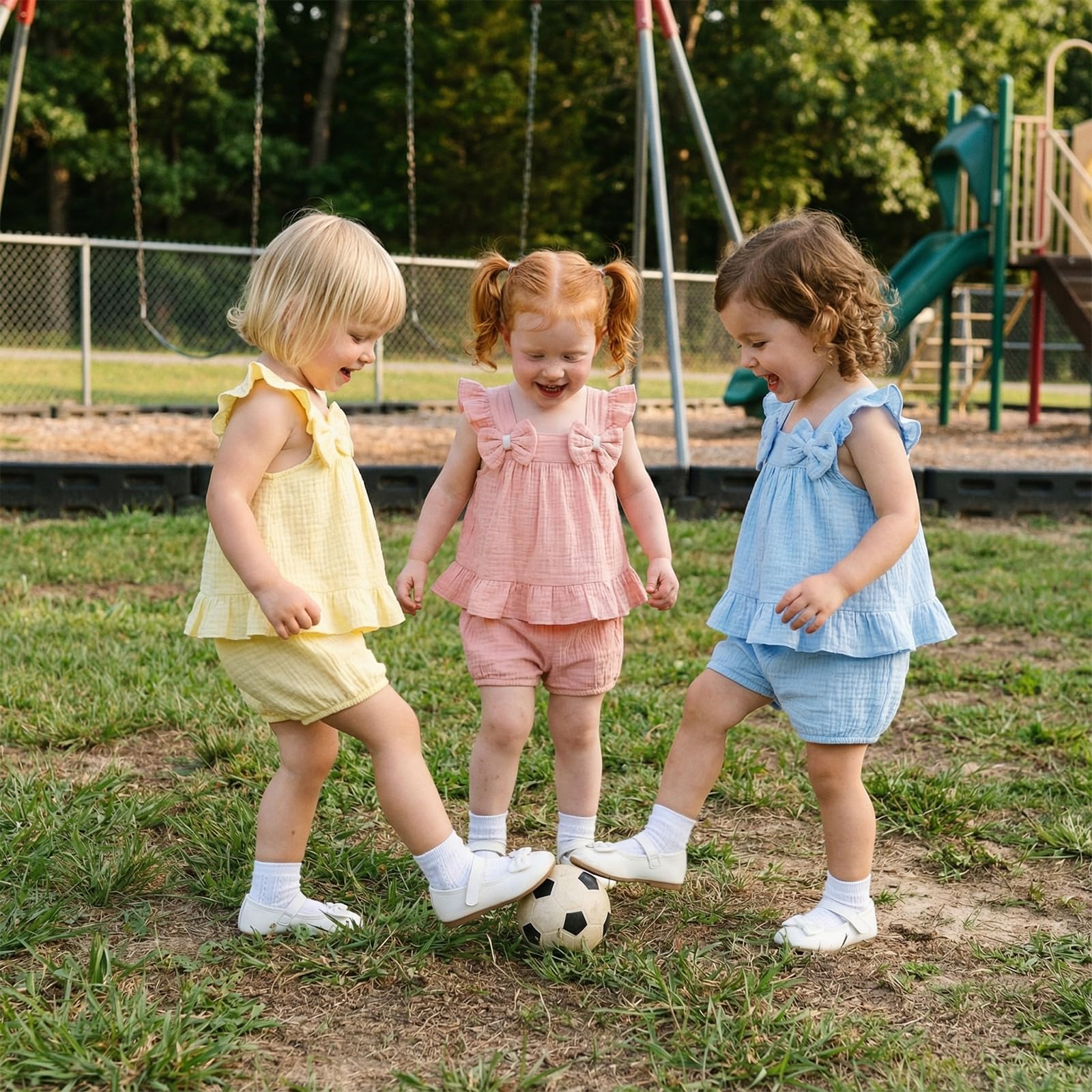 Seyurigaoka Baby Girl Summer Clothes Ruffle Collar Sleeveless Top Striped Shorts Sets Toddler Outfits 3 6 12 18 24 Months