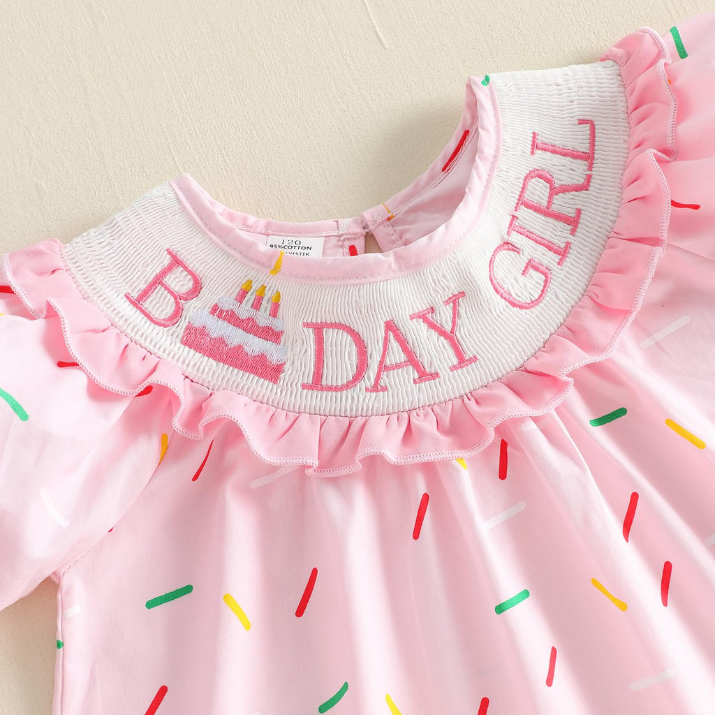 Birthday Girl Outfit Toddler Smocked Birthday Dress B Day Dresses for Girls 2nd 3rd 4yr 5yr Birthday Gift