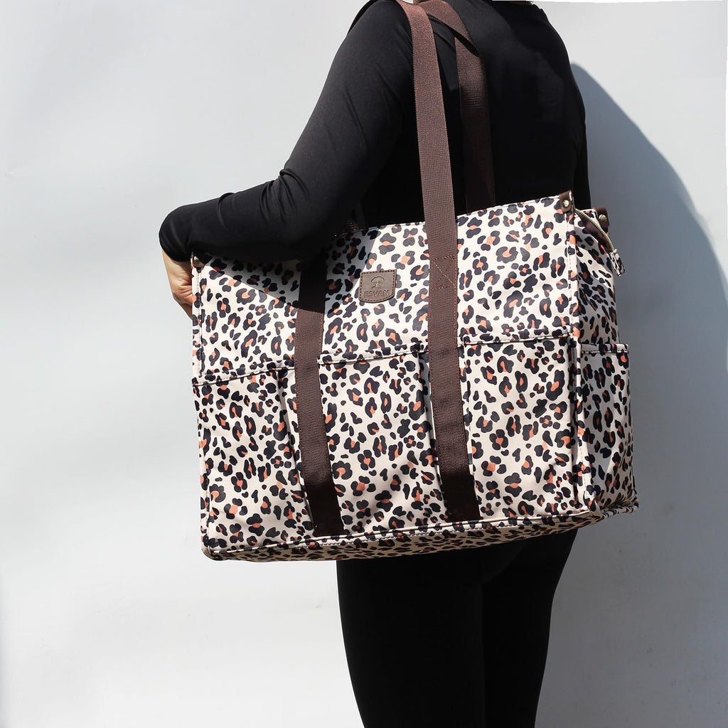ESVAN Utility Tote Bag with Zip Top Waterproof Teacher Tote Bag for Teacher Work Women Beach