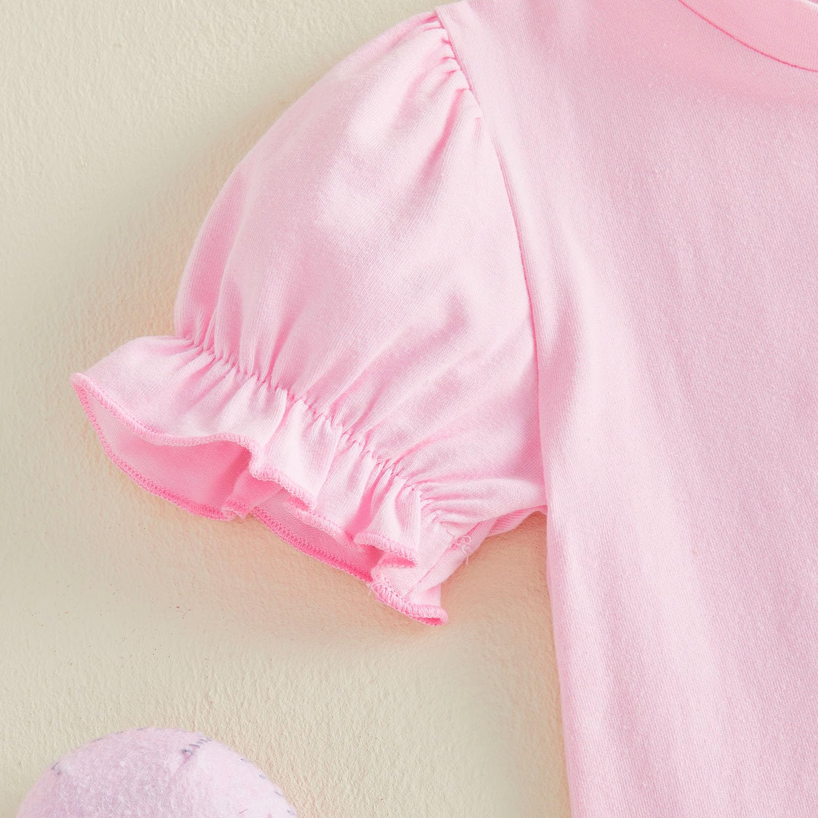 Rtnnsbbfcm Toddler Baby Girl Birthday Outfit Goose Embroidery Puff Sleeve Shirt Tops Ruffle Shorts Sets Cute Summer Clothes
