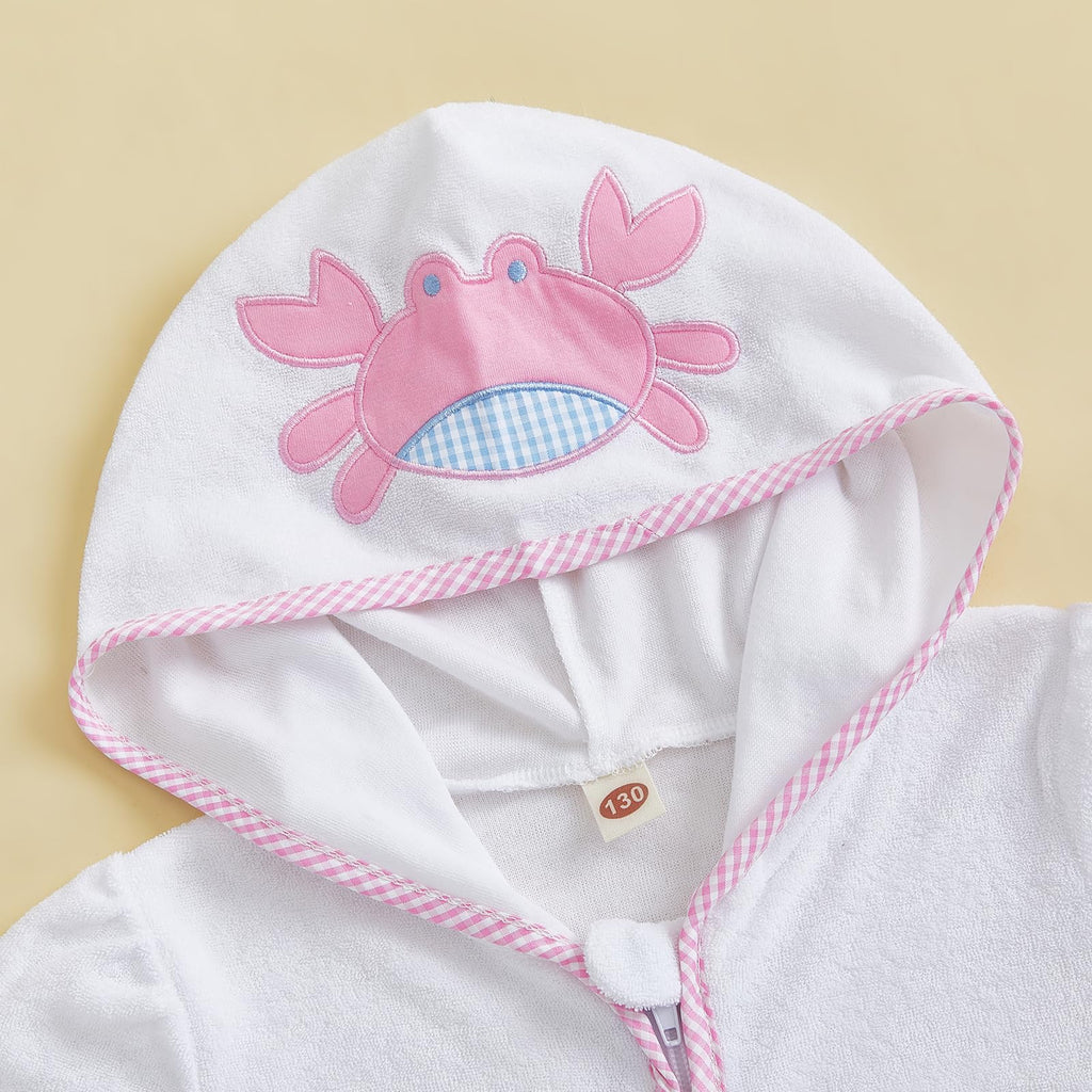 woshilaocai Toddler Baby Swim Cover Up Boy Girl Terry Cloth Hooded Zip-up Cover Ups for Swimwear Summer Beach