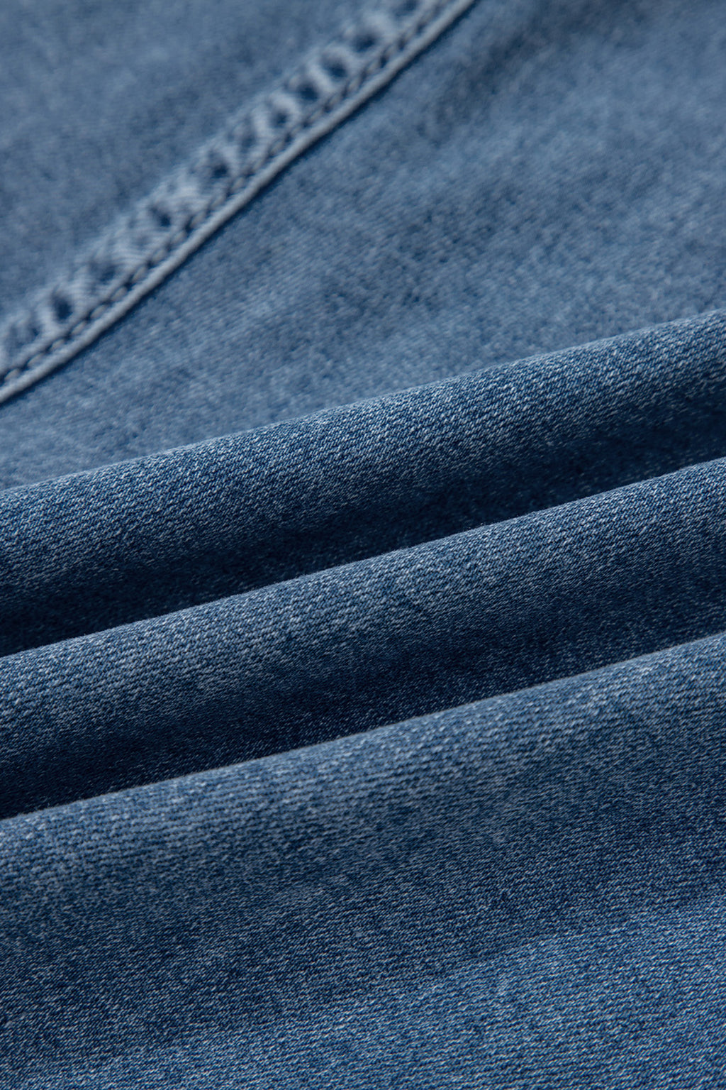Dusk Blue Flap Pockets Denim Shorts